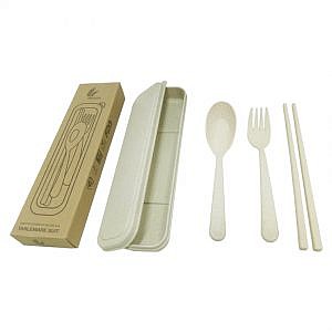 Straw Wheat Cutlery Set in box